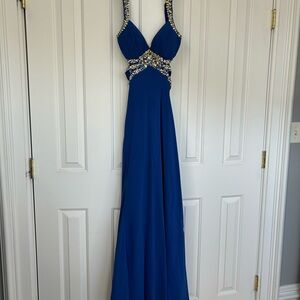 Faviana Royal Blue Embellished Prom Dress